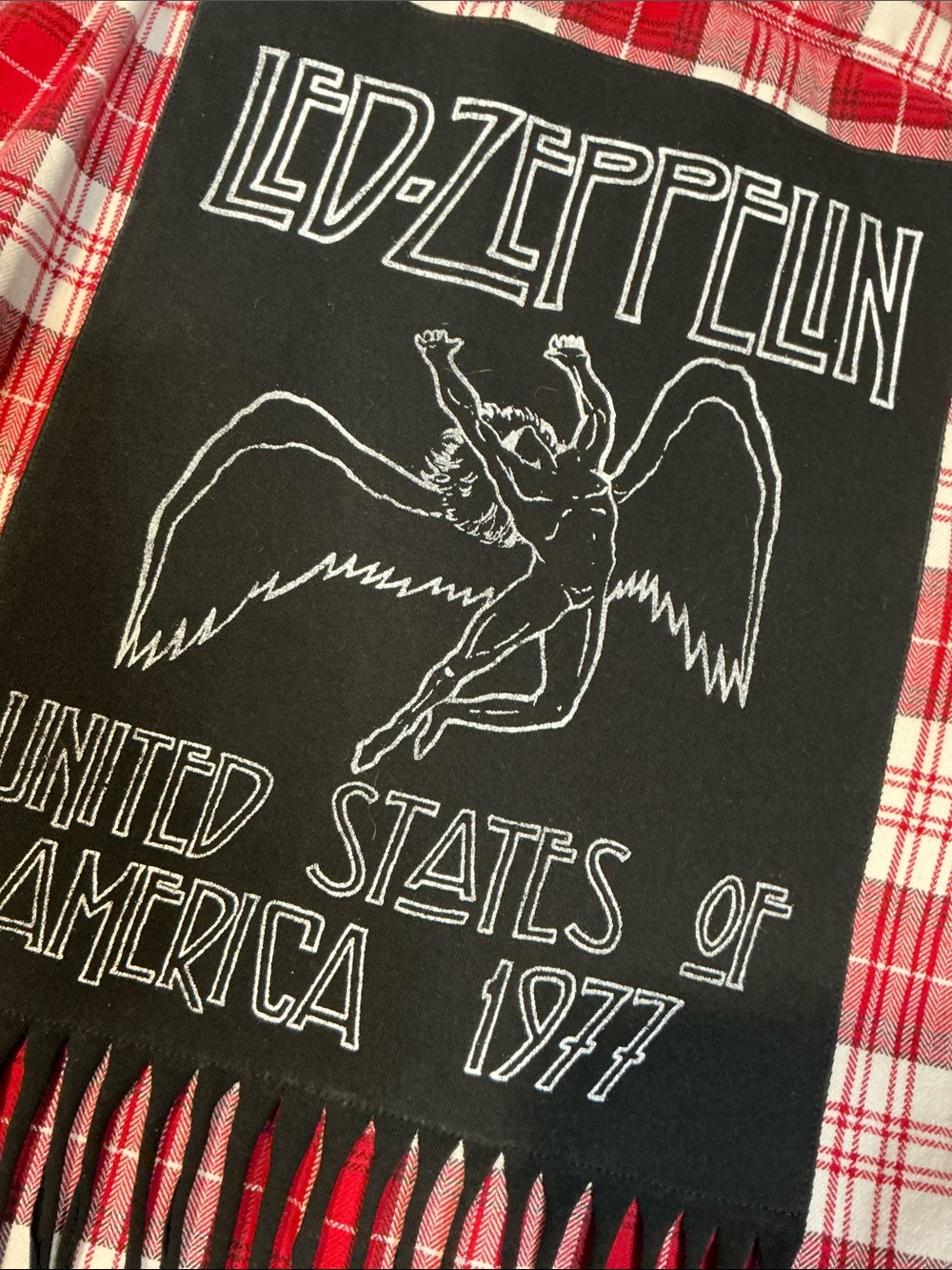 LED ZEPPLIN Upcycled Flannel Shirt Band Tee Top Rocker Festival - Picture 3 of 7